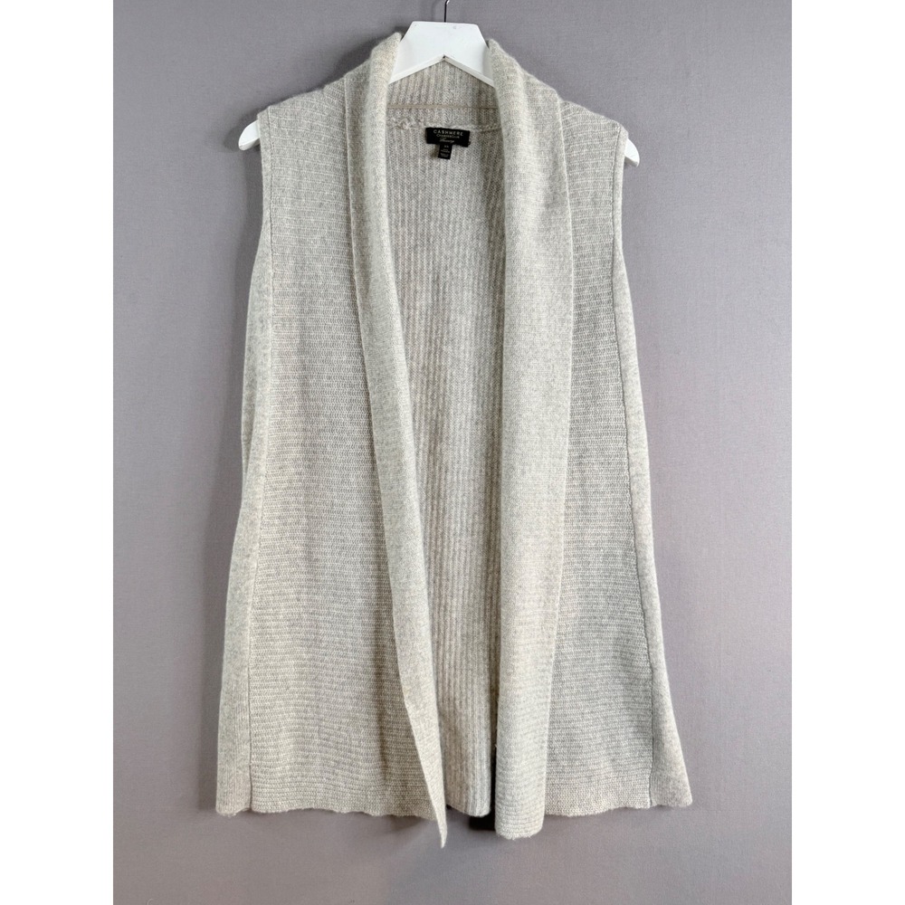Charter Club Luxury Vest Womens XS Gray 100% Cashmere Ribbed Layering Longline